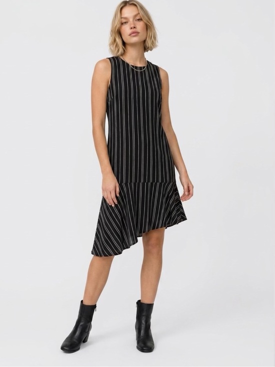 Who What Wear Dresses & Skirts - Who What Wear Black and White Vertical-Strip Midi Dress